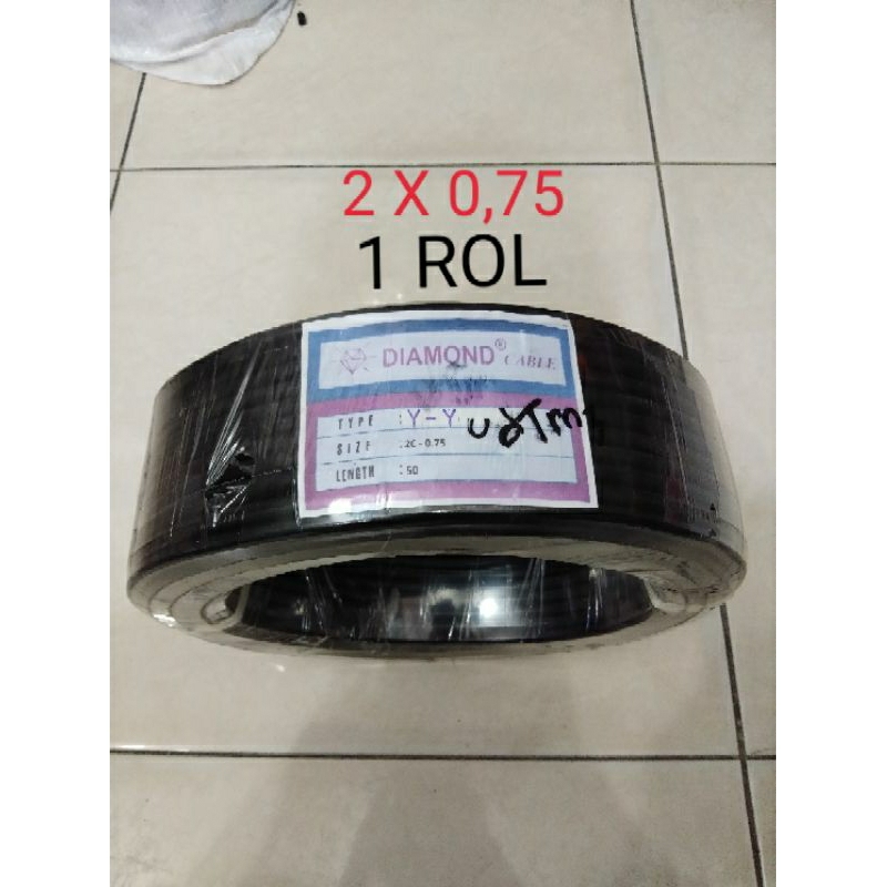 1 ROL Kabel Listrik RHINOS DIAMOND rambut serabut NYMHY 2 X 0,75 hitam