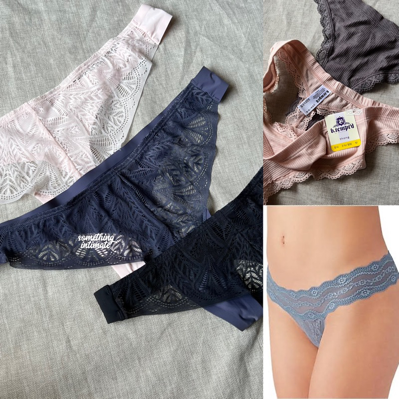 H&M Leonore FULL TAG Lace Brown Thong Gstring Celana Dalam Sexy Lingerie Hot G string CD Underwear B