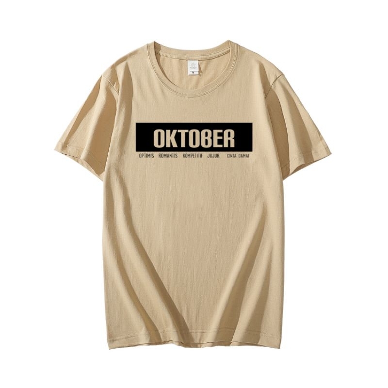 Baju Oblong Pria Wanita Oktober Kaos Pria Lengan Pendek Pakaian Atasan Dewasa Cowok Cewek Kaos Termurah Cod