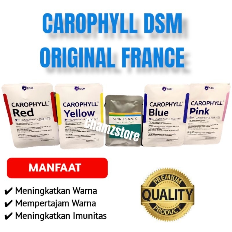 Caropphyll blue yellow red pink dsm france pewarna pigmen untuk ikan hias