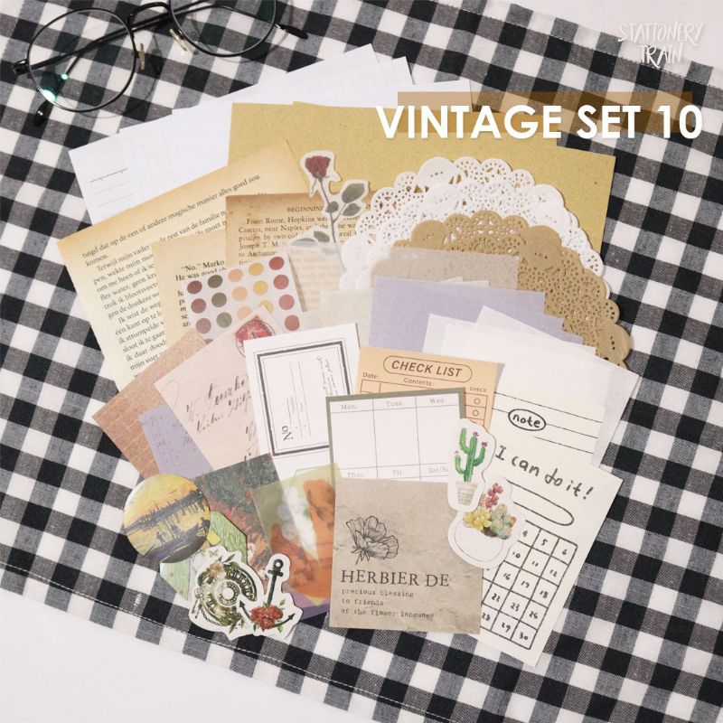 

Journal Kit Vintage Aesthetic / Jurnal Kit / Paper & Stickers Aesthetic Journaling Kit