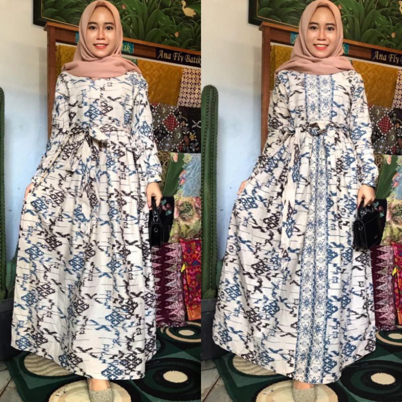 Gamis wanita afni dan kemeja pendek