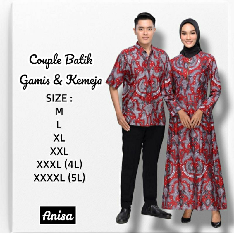 Couple Batik Keluarga Pasangan Gamis Jumbo Big Size 4L-5L Sarimbit Maxi Longdress Modern VVP