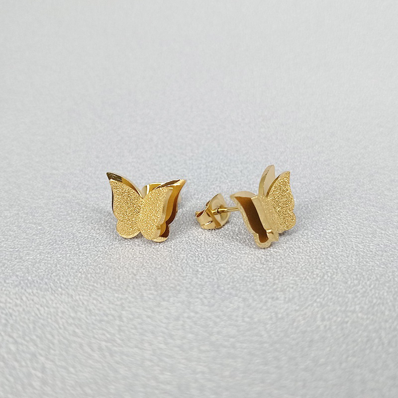 anting titanium kupu korea premium terlaris termurah cantik mewah silver untuk pesta