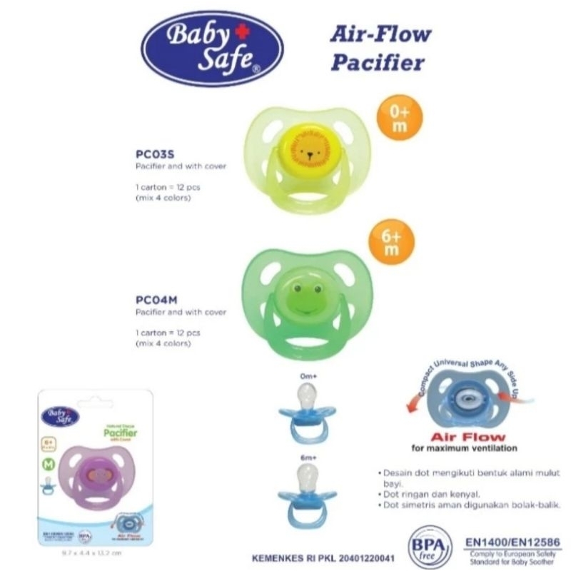 Baby Safe Pacifier 0+ Bulan (PC03S) &amp; 6+ Bulan (PC04M) Isi 1 Pcs