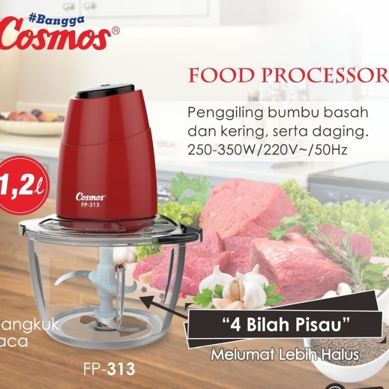 Food Chopper Cosmos FP 313 / chopper bumbu 1,2liter kaca