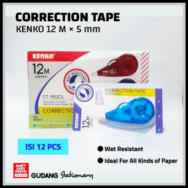 

Correction Tape 12 M × 5 mm KENKO [ isi 12 pcs ]