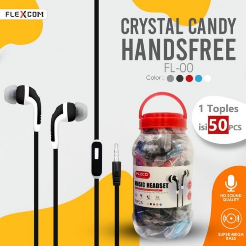 Headset Handsfree Fleco Earphone Fleco Toples  isi 50pcs