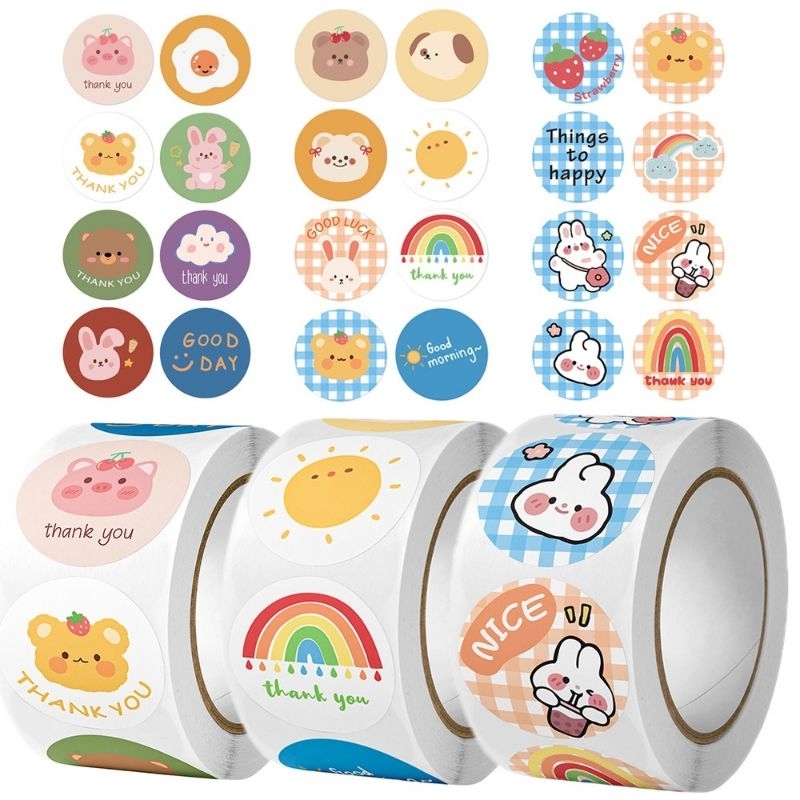 

[Peekastuff] (40PCS) STICKER LABEL THANKYOU MOTIF KARTUN LUCU