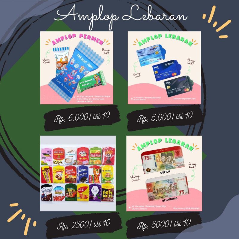 

Amplop Lebaran Uang / Amplop Lebaran Permen / Amplop Lebaran ATM / Amplop Lebaran lucu / Amplop Lebaran Viral