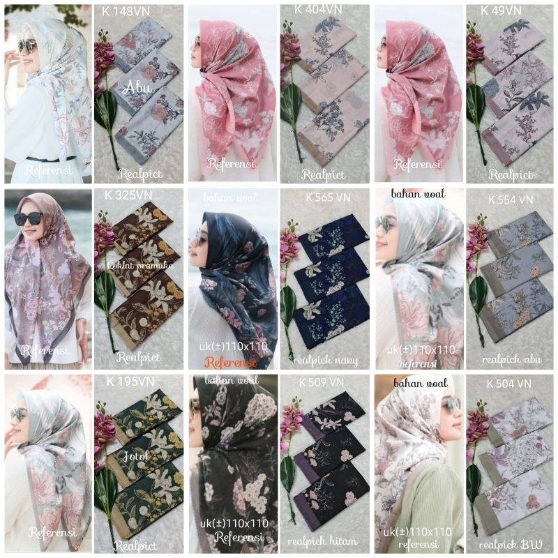 jilbab segi empat  motif voal motif lasercut denay motif voal motif premium (harga grosir partai)