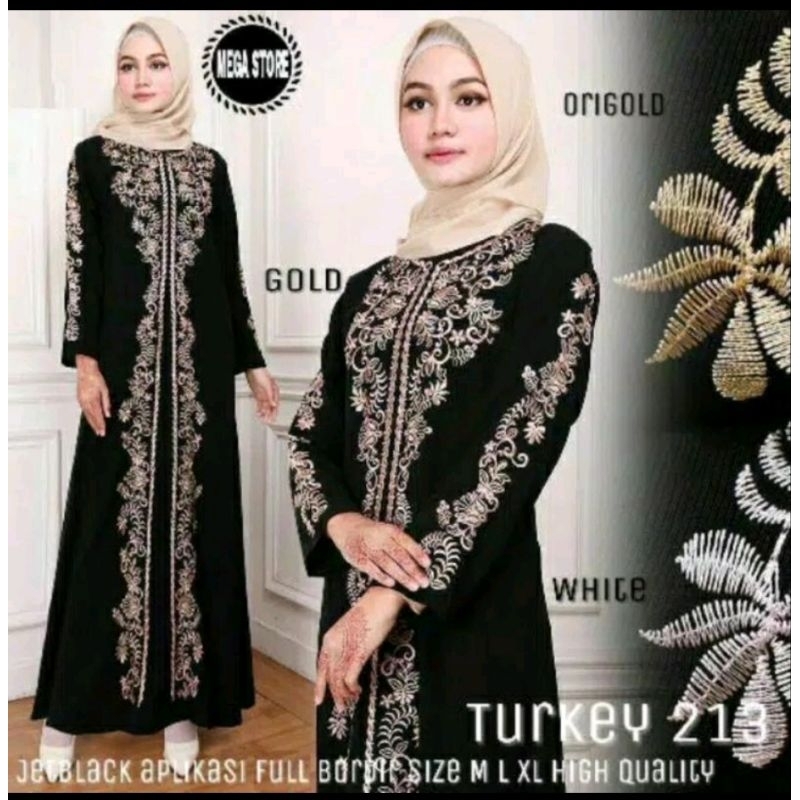 gamis bordir abaya Turki mewah