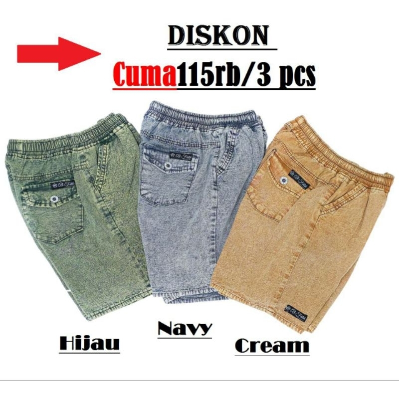 CELANA BOARDSHORT PRIA CELANA PENDEK SAKU BELAKANG KANAN KIRI CELANA JEANS DEWASA PINGGANG KARET KOLOR PENDEK CELANA SURFING