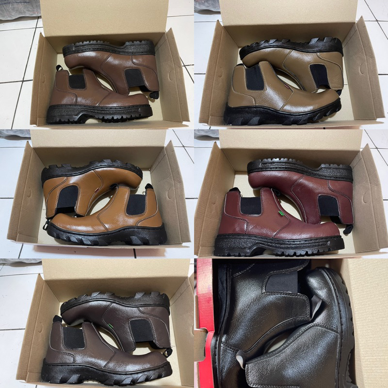 sepatu safety boot tinggi ujung besi, sepatu kerja pria