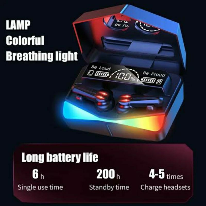 TWS M28 HEADSET BLUETOOTH WIRELESS TWS M28 DUAL MODE LED DISPLAY BT V5.1 + POWERBANK 3600 MAH
