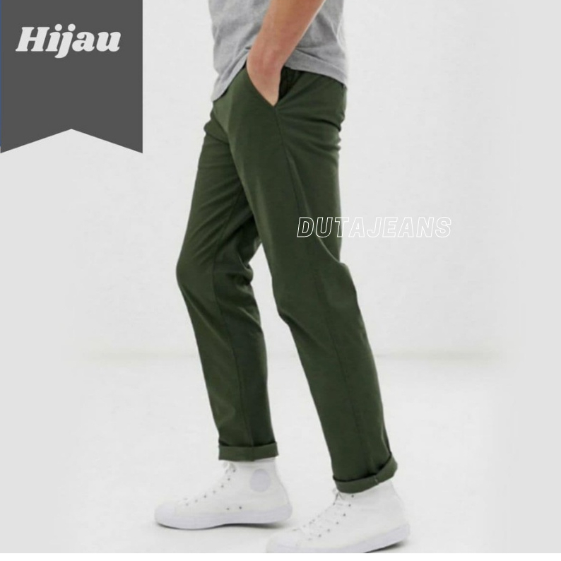 CELANA CHINO Panjang Pria Slimfit KERJAHARIAN Santai Casual Formal Hitam Abu Cream Mocca Size 27-38 Melar Stretch Skinny Pensil