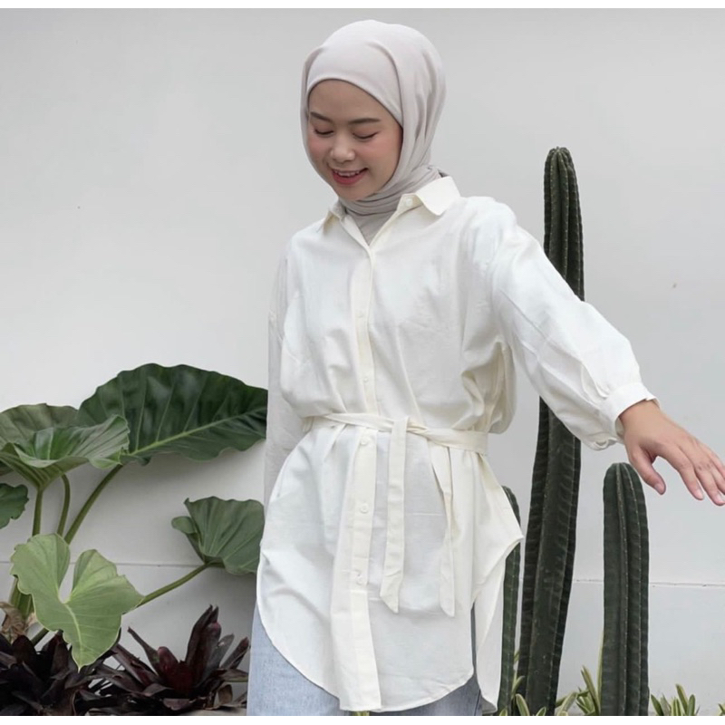 Purry Shirt Linen Rami Wanita Kemeja Wanita Linen