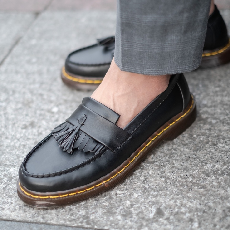 Sepatu Loafer Pria Kasual Docmart Kulit Loafers Formal Slip On Original - Ziggy Black