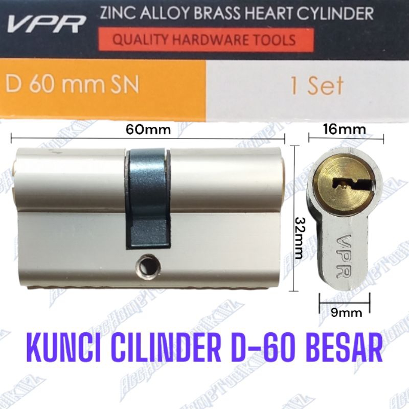 Kunci Cylinder Pintu Rumah Besar Tanggung Kecil / Kunci Babet Silinder / Anak Key Komputer 4 / 60mm x 32 / 60mm x 29 / VPR D60 X60/ Kunci Aluminium Kepala Kuningan Asli cilinder