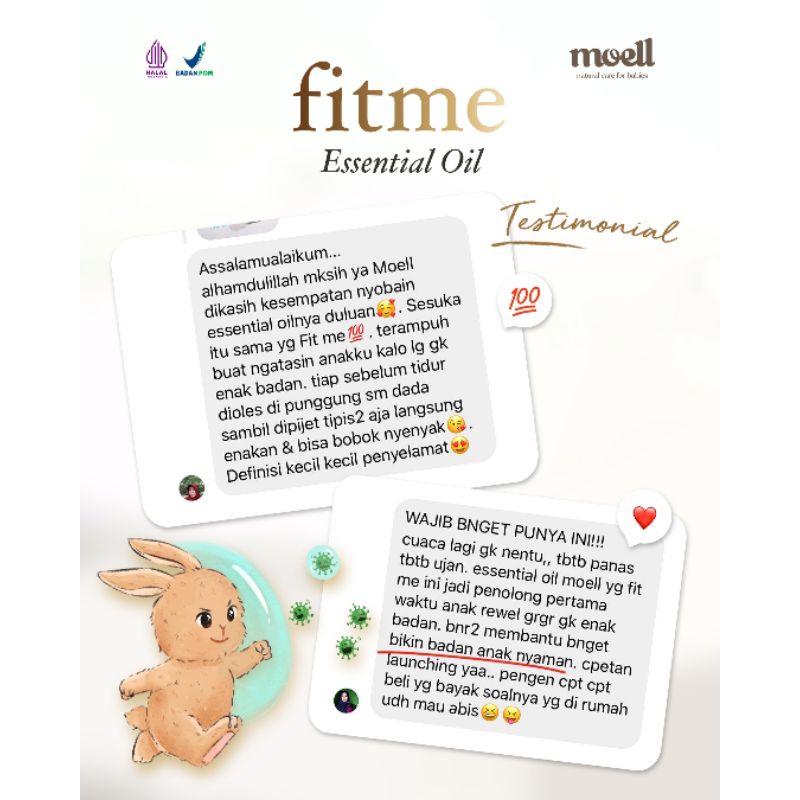 Moell Fitme Natural Essential Oil | Bantu Menyegarkan Tubuh Anak BPOM