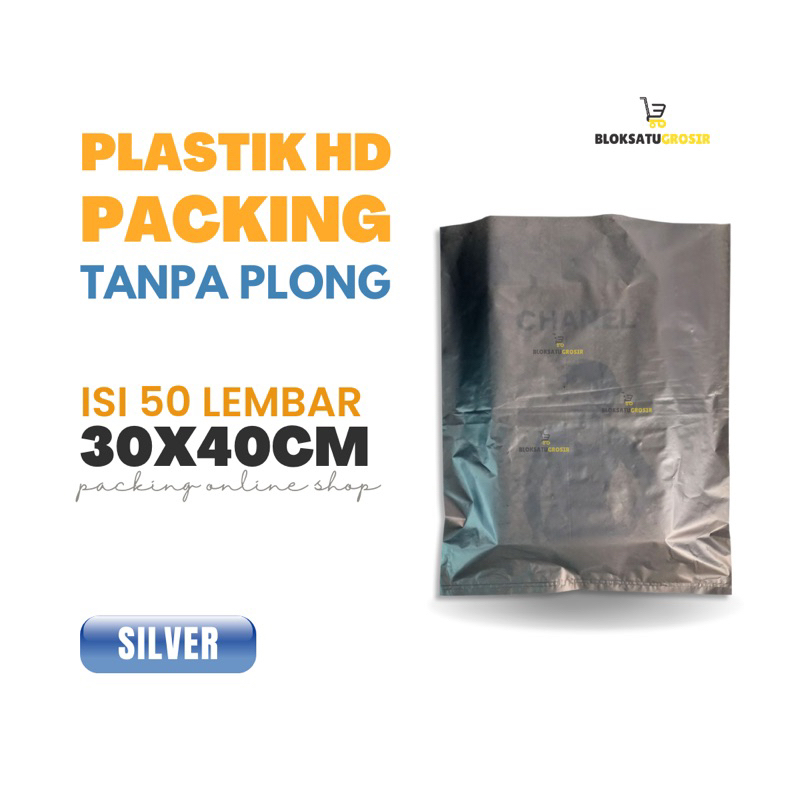 

Plastik packing silver polos 30x40 (50 lembar) plastik packing olshop HD silver | kantong kurir