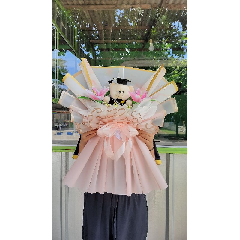 BUKET BONEKA WISUDA PINK BUKET SIDANG BUKET WISUDA BUKET GRADUATION BUKET JUMBO BUKET MURAH