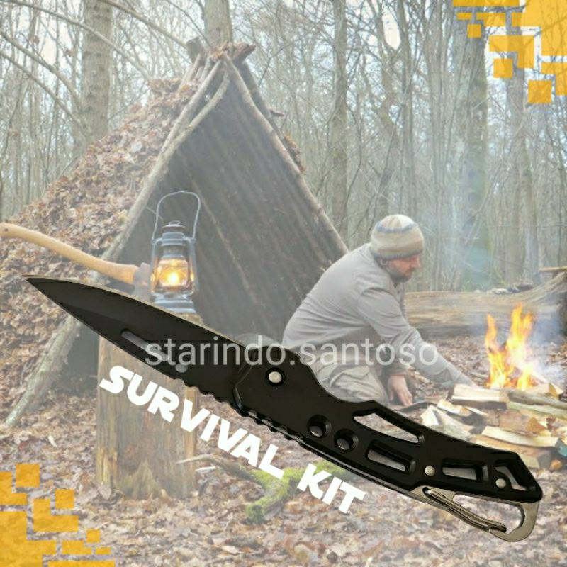 Pisau camping dapur outdoor lipat alat survival kit camping stainless steel