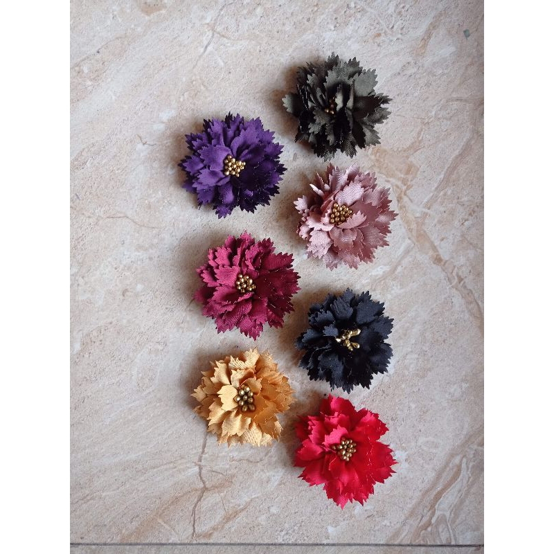 Jepit Bros Bunga bahan Satin Putik Emas Gold
