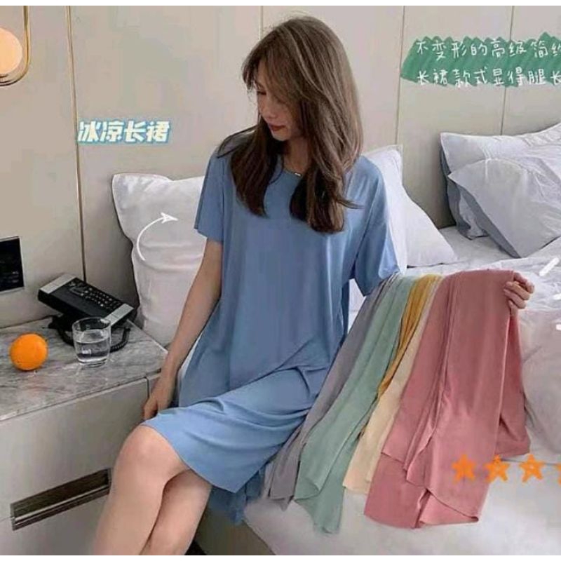 Q811 - Dress Polos Import /Pakaian Wanita Import / Daster Polos Longgar Fit to XXL Baju Tidur / Dres