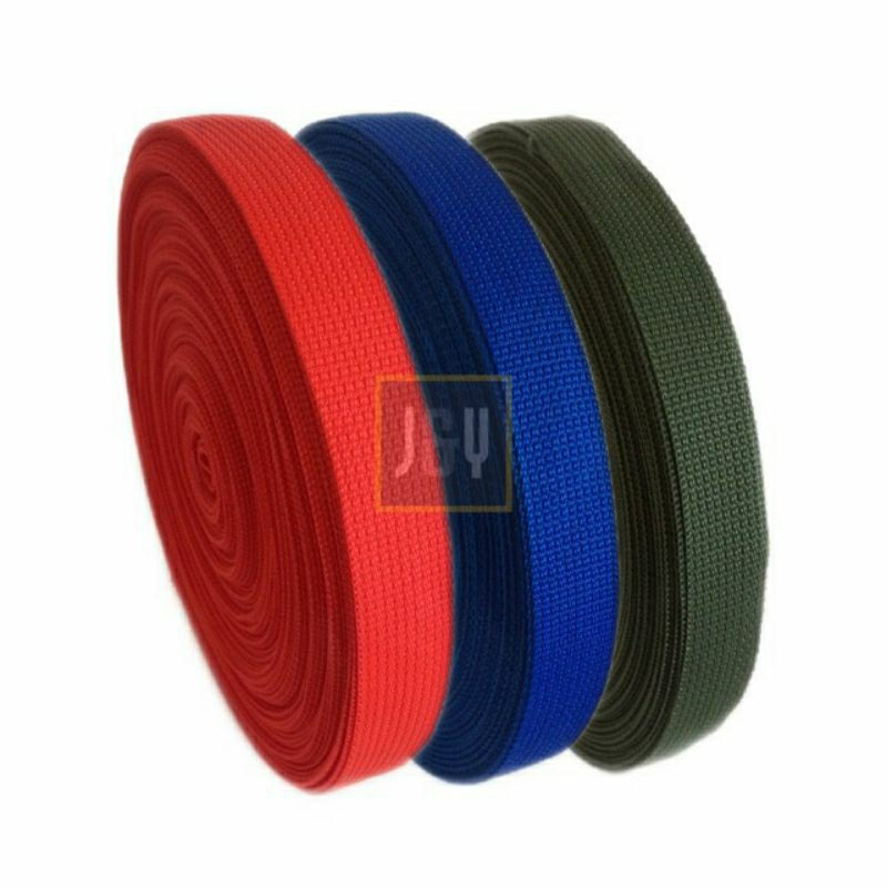 bisban tebal webbing doble bisban tubular warna ukuran 2,5 cm 1 rol 27 meter