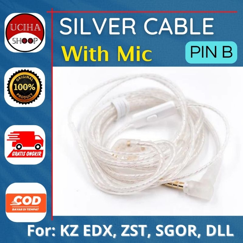 (TERMURAH) Kabel KZ SILVER & COPPER (MIC) 2 pin Type B for KZ EDX ZST CCA TRN SGOR VENUS Cable pengg