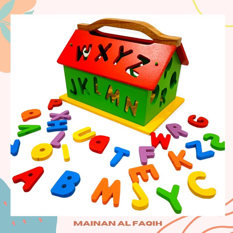 Mainan Edukasi Anak / Rumah Huruf Abjad / Mainan Rumah Pintar / Mainan Huruf Kayu / Mainan Edukatif 