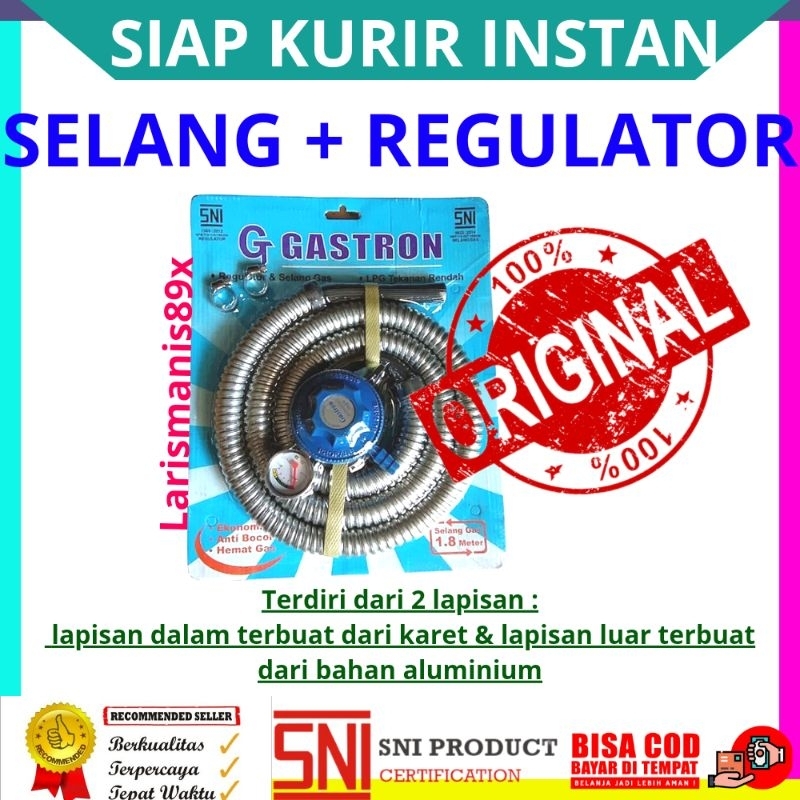 Set Paket Lengkap Selang + Regulator gas gastron 1.8meter selang regulator gas SNI regulator