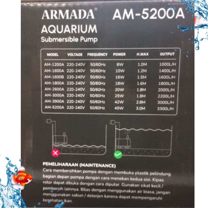 Promo Murah Pompa Kolam Air Mancur Hidroponik ARMADA AM 5200A