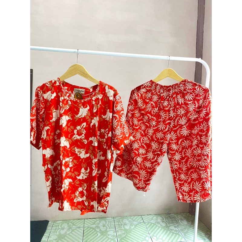 Setelan Qonita Jumbo Celana Pendek  baju tidur Qonita batik celana pendek