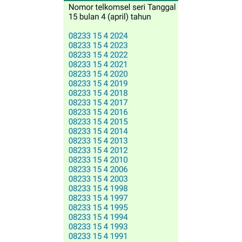 No seri Tanggal, bulan dan tahun Lahir