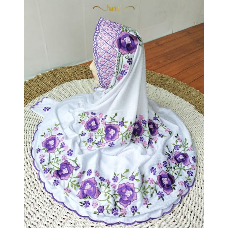 Mukena lajuran bordir semi sutra