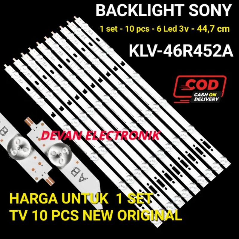 BACKLIGHT TV LED SONY KLV 46R452A LAMPU LED TV SONY 46 INCH 46R452A NEW