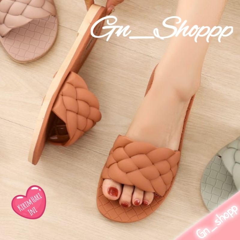 Sandal Wanita Tali Kepang Slop Full Jelly Import HYS 2063