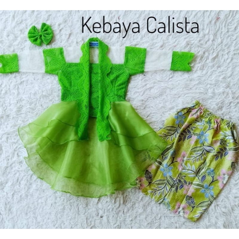 kebaya calista hijau apel/kebaya brokat anak/kebaya anak terbaru/baju adat anak/baju adat jawa