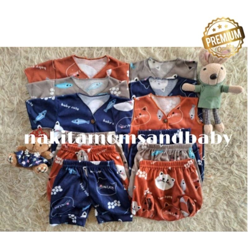 Paket Setelan baju bayi  baru lahir GARMENT printing Cat kado celana bayi SNI dan OEKOTEX promo 8.8