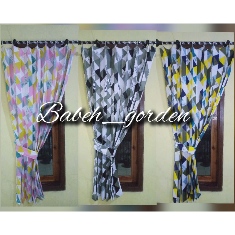 Gorden Jendela Pintu Hordeng Tirai Plisket Korden Ruang Tamu Motif Saten Piramid Pink Free Kawatr S