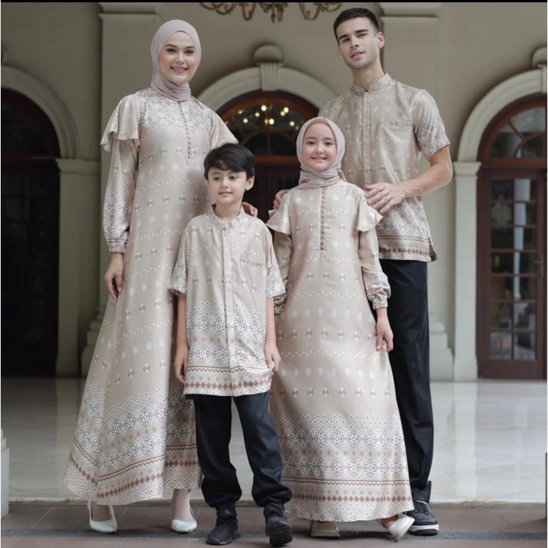 (Beige) Aluna Sarimbit /Family set  /sarimbit/Gamis lebaran
