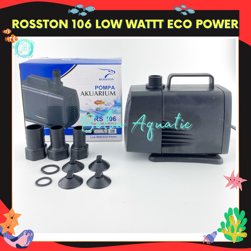 ROSSTON RS 106 LOW WATT ECO POWER Hemat Daya Listrik Pompa Air Celup Aquarium Ikan Hidroponik Kolam Aquascape Hidroponik RS106 Submersible Water Pump