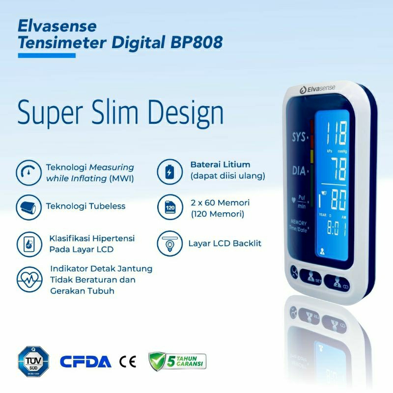 ELVASENSE TENSIMETER DIGITAL TUBELESS BP-808