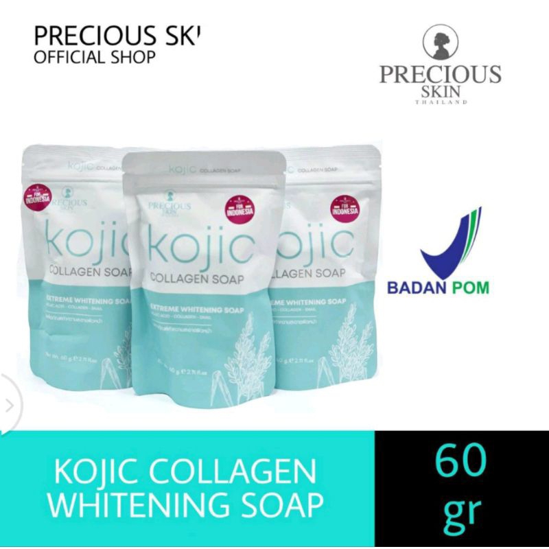 Precious Skin Thailand Kojic Extreme Whitening Collagen Soap / Sabun Colagen / Soap/ Sabun / Pemutih Badan 60