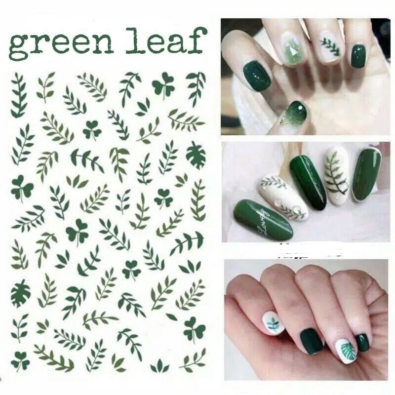 GREEN LEAF STICKER NAIL ART / Water decal stiker nailart daun