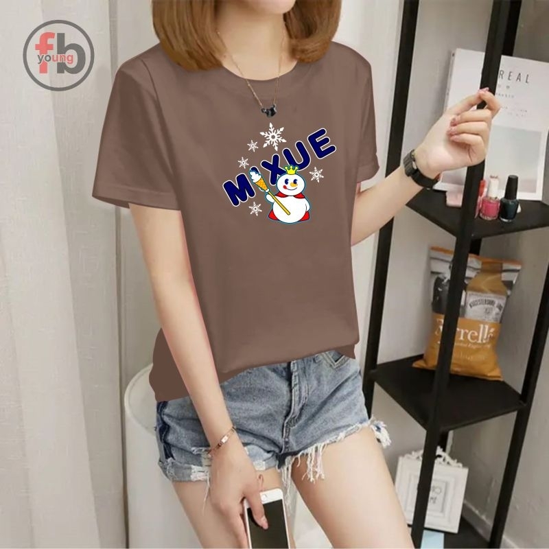 kaos cewek mixue ice cream lengan pendek