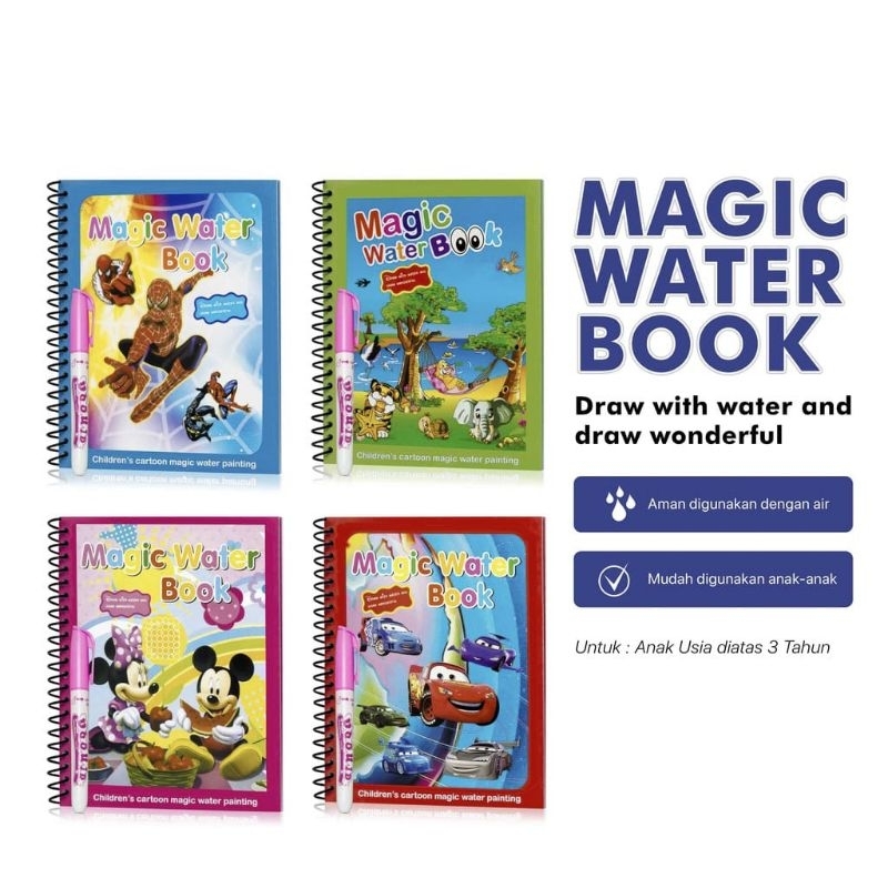 

COD PROMO MAINAN MURAH ANAK MAGIC WATER BOOK / GAMBAR MEWARNAI PULPEN TINTA AIR DRAWING
