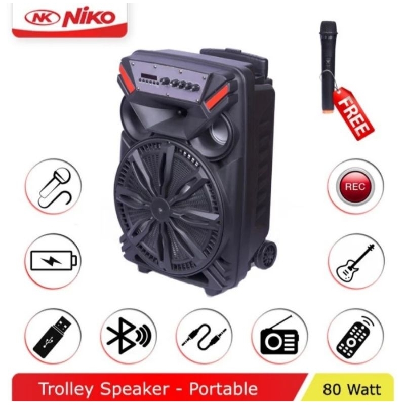 NIKO Aibot 12 Speaker Portable Meeting Trolley 12 inch 80 Watt Bluetooth Free Mic